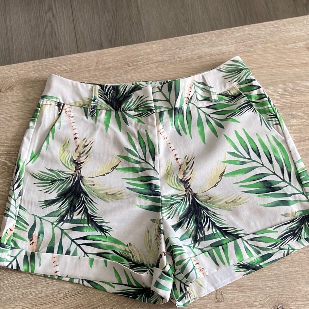 Tropical Green Leaf Print Women's Shorts